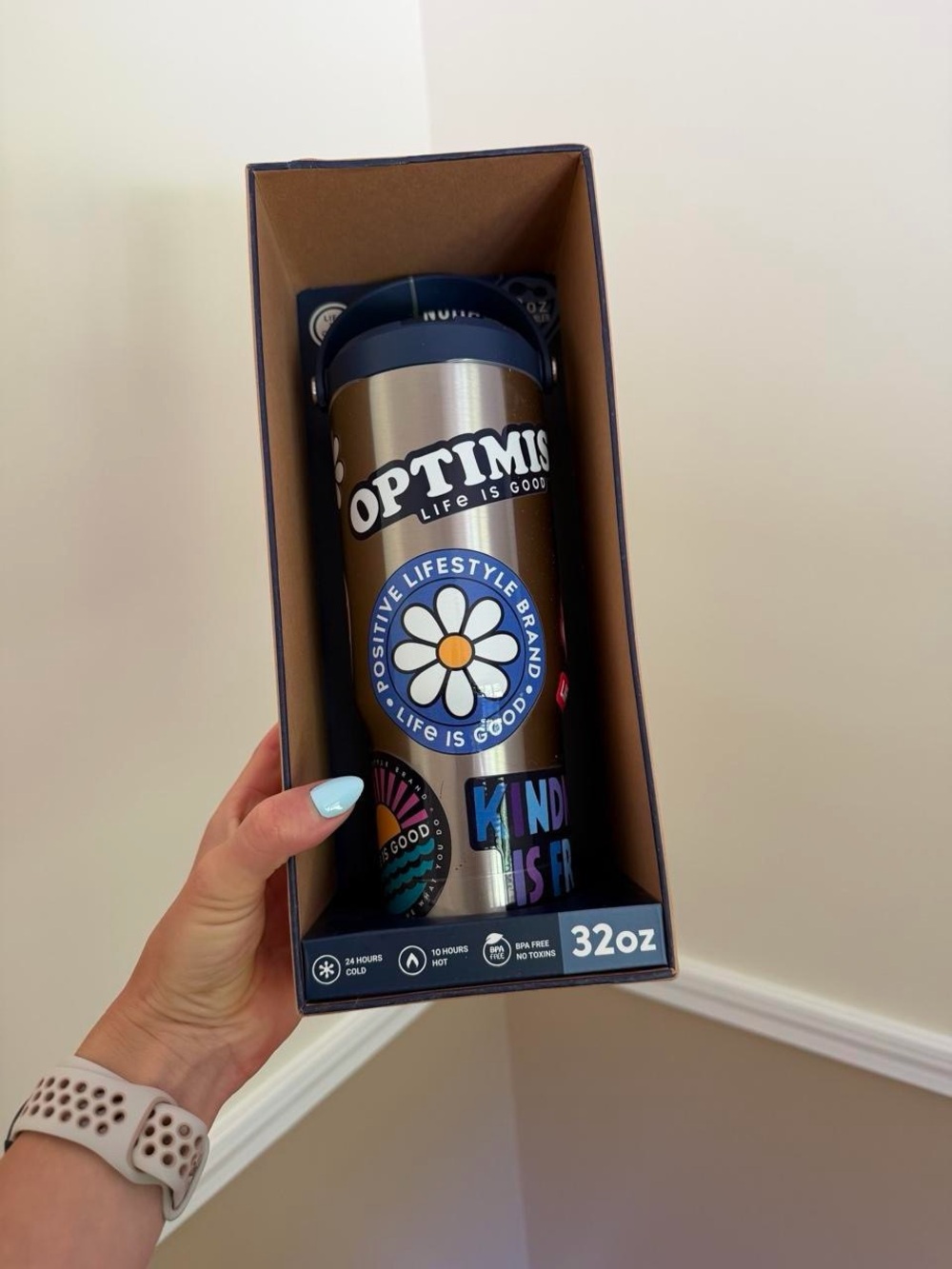 Life Is Good Brown & Blue Optimist 32oz Travel Tumbler